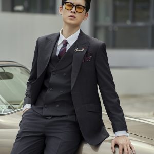 Áo Vest Kẻ Xám Đậm